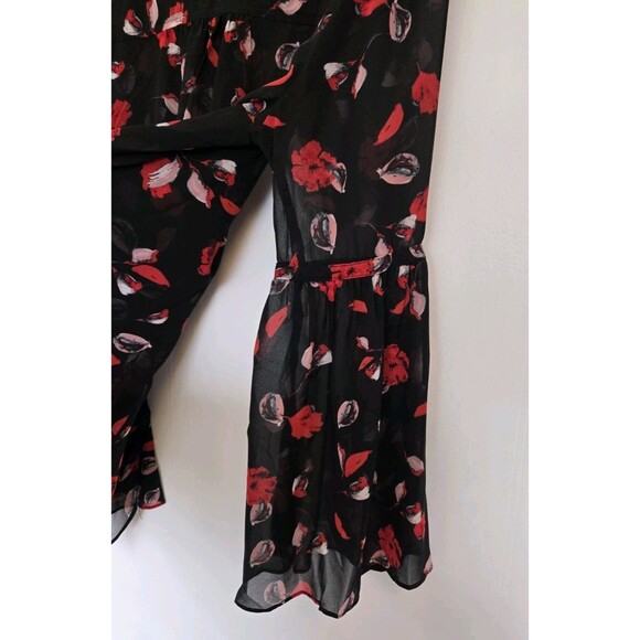 Kensie Blouse Womens S Dark Floral Whimsigoth Fairy Grunge Goth Bell Sleeve Fall - Picture 5 of 9